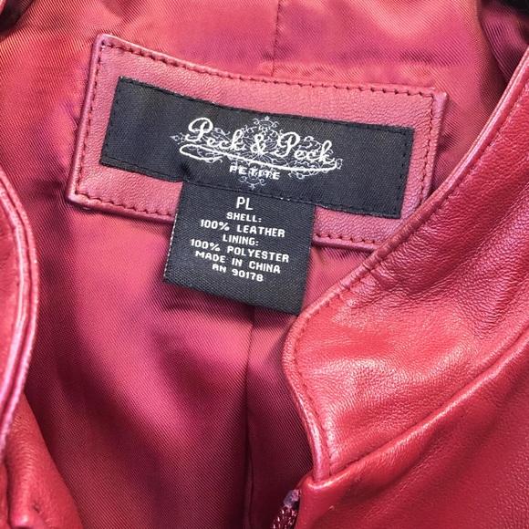 Peck & Peck Red Leather and Suede Moto Jacket PL - Picture 2 of 6